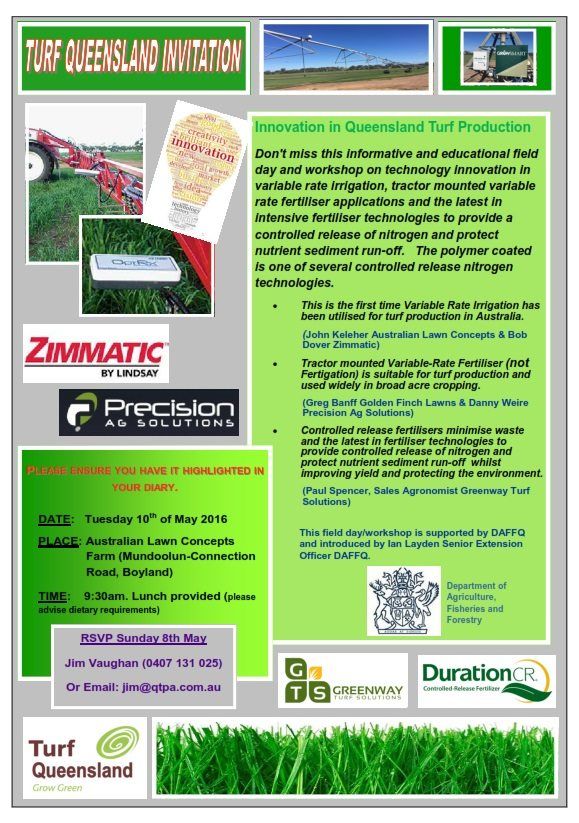 Australian Lawn Concepts Hosting Turf Queensland Field Day And Workshop