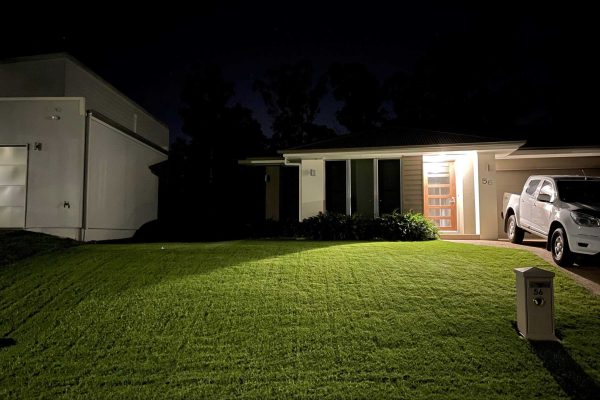 Wintergreen-Couch-Turf-Grass-Lawn-at-night-front-of-house-w - CT Lawns Turf