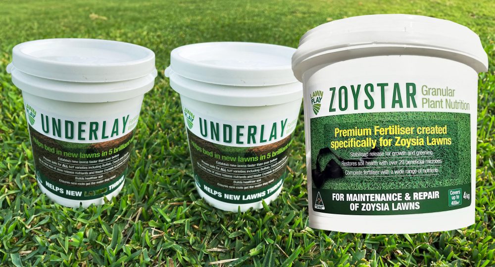 2-Lawn-Play-Underlay-Fertiliser-and-Water-Crystals-1-kg-Zoystar-4-kg-CT Lawns Sunshine Coast