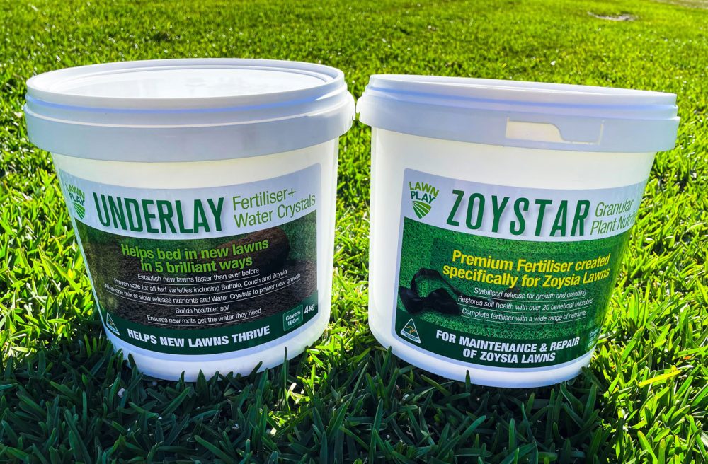 Underlay-Fertiliser-and-Water-Crystlas-4-kg-Zoystar-4-kg-CT Lawns Sunshine Coast